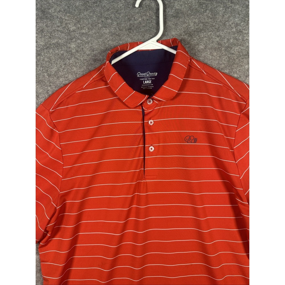 Good Good Golf Fighting‎ for Par Polo Shirt Men's LARGE  Red And White Stripes